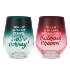Hallmark Channel Stemless Wine Glasses, Set Of 2