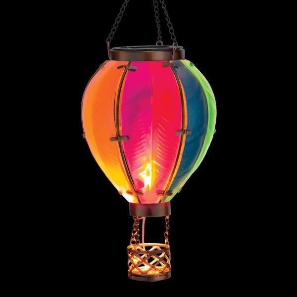 Hot Air Balloon Solar Lantern Rainbow Small 15" 2 Hot Air Balloon Solar Lantern Rainbow Small 15" - Image 2