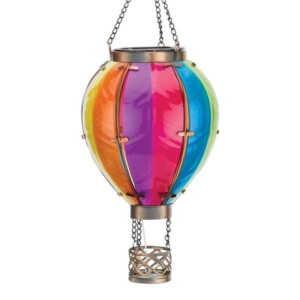 Hot Air Balloon Solar Lantern Rainbow Small 15" 1 Hot Air Balloon Solar Lantern Rainbow Small 15"
