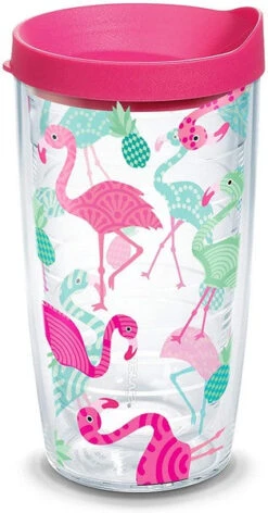 Flamingo Pattern Fuschia Pink Lid 16 Oz Tervis Tumbler