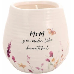 Meadows Of Joy Butterfly Floral 8 Oz. Soy Wax Candle Mom You Make Life Beautiful With Tranquility Scent