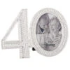 Number 40 Rhinestone 40th Anniversary Picture Frame Holds 2"x3" Photo