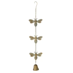 Patina Gold Bee With Bell Hanging Windchime