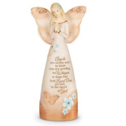 Safe In God's Hands Sympathy Angel Figurine With Butterfly 8.25"
