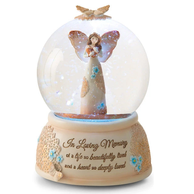 In Loving Memory LED Light Up 100mm Angel Musical Water Globe 1 In Loving Memory LED Light Up 100mm Angel Musical Water Globe