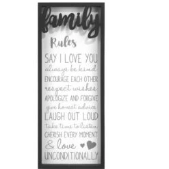 Family Rules Wooden 6" X 15" Décor Sign