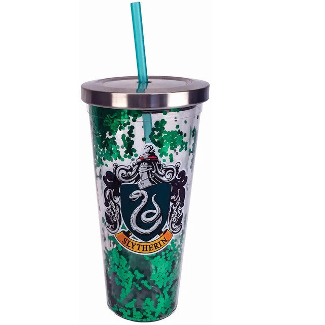 Harry Potter Slytherin Glitter Cup With Straw 20 Oz. 1 Harry Potter Slytherin Glitter Cup With Straw 20 Oz.