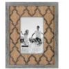 Malden Bainbridge Burlap Distressed Wood With Lattice Silkscreened Mat 4"x6" Photo Frame