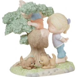 Precious Moments I Love Hanging With You Limited Edition Couple With Boy Hanging Upside Down From Tree Porcelain Figurine