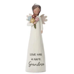 Bright Blessings 5.25" Angel Figurine With Colorful Flower Bouquet Love Has A Name Grandma