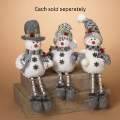 15" Plush Holiday Snowman Shelf Sitter With Beaded Legs