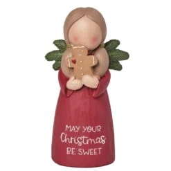 May Your Christmas Be Sweet Angel With Holly Wings Figurine