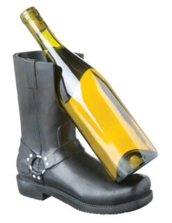 Harley-Davidson® Riding Boot Wine Bottle Holder With Bar & Shield Logo