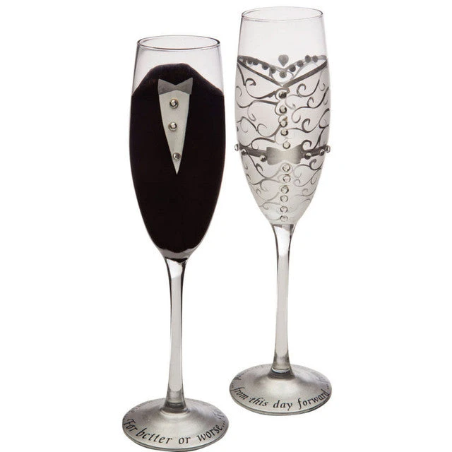 Bride & Groom Champagne Flutes Set Of 2 1 Bride & Groom Champagne Flutes Set Of 2