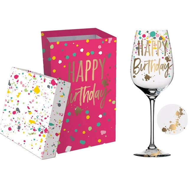Happy Birthday 12 Oz. Wine Glass With Box 1 Happy Birthday 12 Oz. Wine Glass With Box