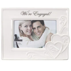 Malden We're Engaged! Glazed Ceramic 4"x6" Photo Frame