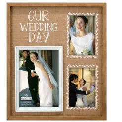 Malden 3-Opening Our Wedding Day Burlap Collage 2 3"x5" And 1 5"x7" Photo Frame