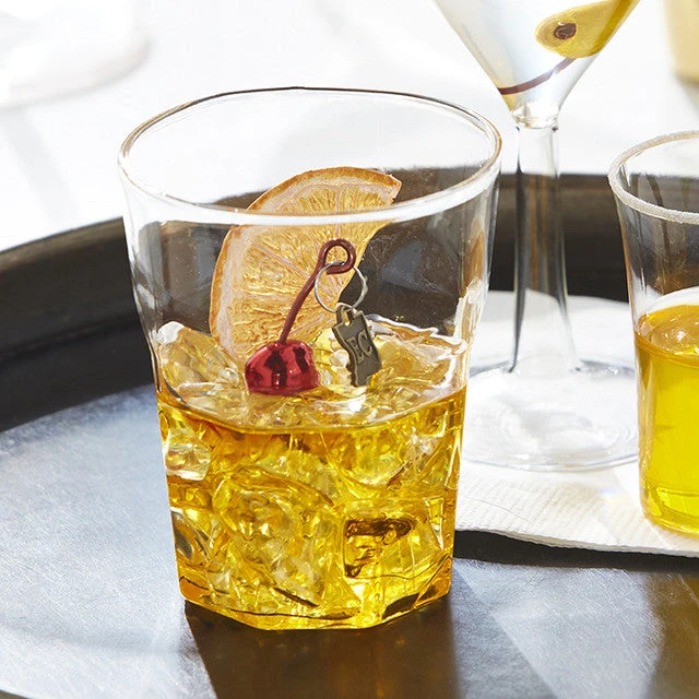 Old Fashioned Cocktail Glass Ornament With Ice Cubes, Liquor, Orange Wedge And Cherry 3.5" 1 Old Fashioned Cocktail Glass Ornament With Ice Cubes, Liquor, Orange Wedge And Cherry 3.5"