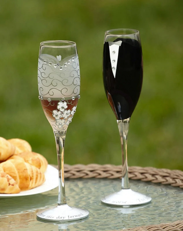 Bride & Groom Champagne Flutes Set Of 2 2 Bride & Groom Champagne Flutes Set Of 2 - Image 2