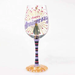Lolita Glassware From Enesco Happy Anniversary Wine Glass