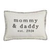 Mommy & Daddy Est. 2024 Pillow Cotton Lumbar Pillow With Stitch Trim
