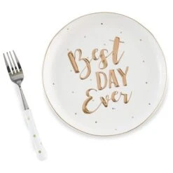 Mud Pie Best Day Ever Plate And Fork Set