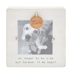 No Longer By My Side But Forever In My Heart White Pet Memorial Photo Frame