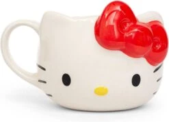 Silver Buffalo Hello Kitty Face Ceramic 3D Sculpted Mug, 22 Oz