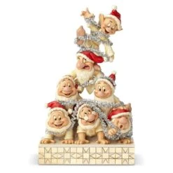 Jim Shore Disney Woodland Snow White's Seven Dwarfs Holiday Decorating Figurine "Precarious Pyramid"