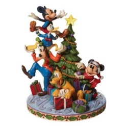 Jim Shore Disney Merry Tree Trimming Fab 5 Mickey Minnie Donald Pluto Goofy Decorating Tree Figurine
