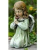 Kneeling Praying Angel With Red Rose Garden Statue 12"