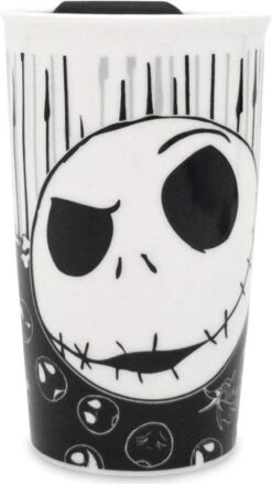 Silver Buffalo Disney Nightmare Before Christmas Jack With Bones Ceramic Travel Mug, 10 Ounces