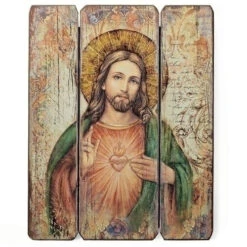 Sacred Heart Wood Panel By Joseph Studio