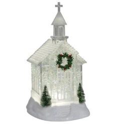 Glitter Light Up Church 10.6" Water Lantern
