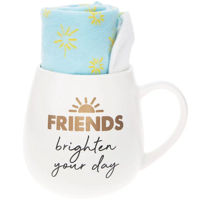 Friends Brighten The Day 15.5 Oz Mug And Sock Set 1 Friends Brighten The Day 15.5 Oz Mug And Sock Set