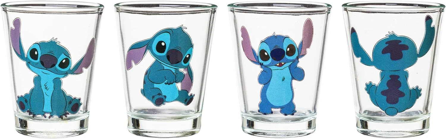 Silver Buffalo Lilo And Stitch Poses 4-Pack Mini Glass Set, 1.5 Ounces 1 Silver Buffalo Lilo And Stitch Poses 4-Pack Mini Glass Set, 1.5 Ounces
