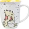 Silver Buffalo Disney Winnie The Pooh But First Hunny Wide Rim Bees Flying Ceramic Mug, 16 Ounces