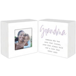 Malden Set Of 2 Grandma Sentiment Block And Picture Frame Holds 3" X 3" Photo