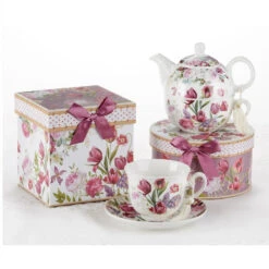 Porcelain Tea Cup & Saucer Tulip In Gift Box