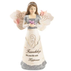 Friendship Fills Your Life With Happiness Angel With Butterflies Figurine 5.5"