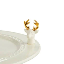 Nora Fleming Mini Oh Deer! Buck's Head With Golden Antlers
