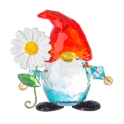 Acrylic Garden Gnome With Daisy Standing Figurine