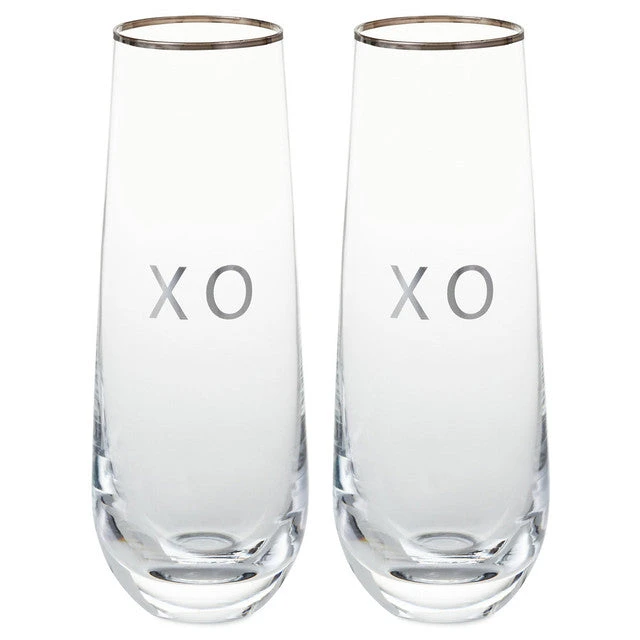 Hallmark XO Stemless Champagne Flutes, Set Of 2 1 Hallmark XO Stemless Champagne Flutes, Set Of 2