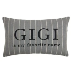 Gigi Is My Favorite Name Striped Woven Cotton Lumbar Pillow