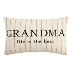 Grandma Life Is The Best Striped Woven Cotton Lumbar Pillow