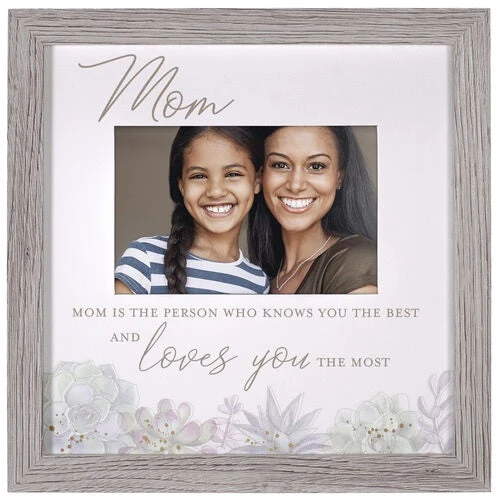 Mom Loves Most Water Color Succulent Picture Frame Holds 4"x6" Photo 1 Mom Loves Most Water Color Succulent Picture Frame Holds 4"x6" Photo