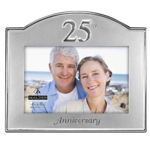 Malden 25th Anniversary 4"x6" Metal Photo Frame 1 Malden 25th Anniversary 4"x6" Metal Photo Frame