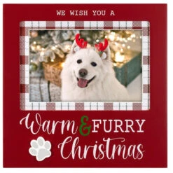 We Wish You A Warm & Furry Christmas Picture Frame Holds 4"x6" Photo