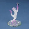 Frosted White And Pink Princess Cat With Crystal Butterfly Glass Figurine