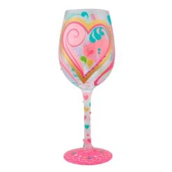 Lolita My Hearts-a-Swirl Handpainted Wine Glass, 15 Oz.
